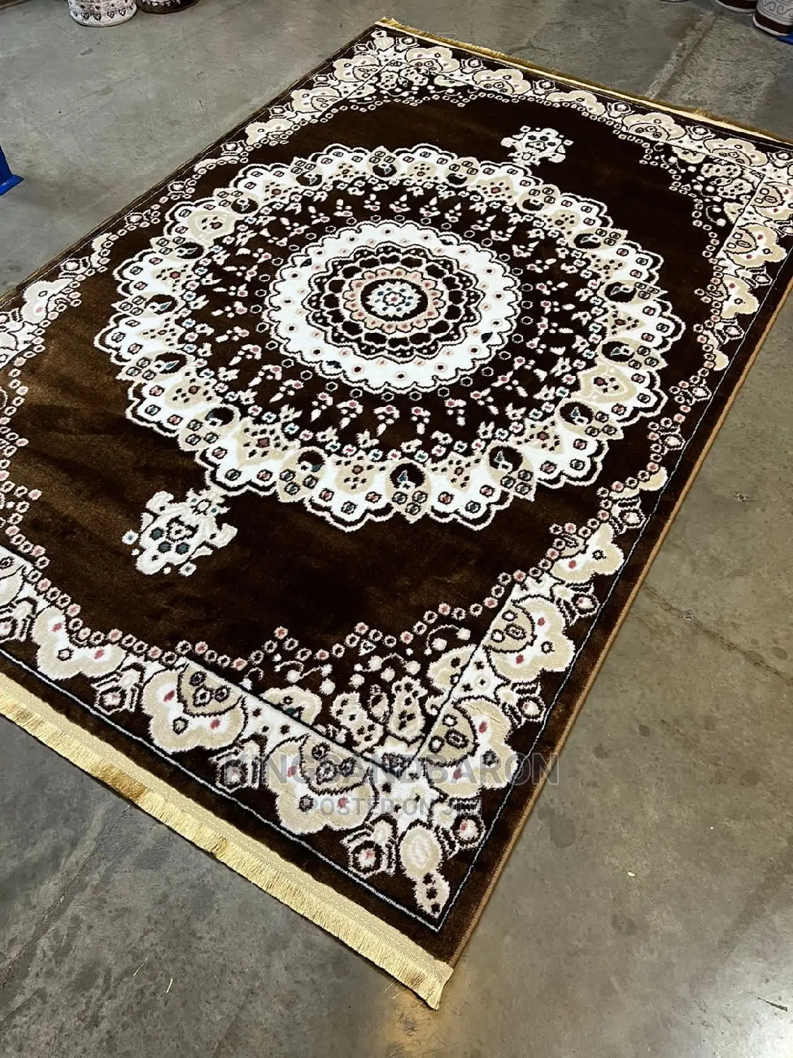 7*10fts Brown, White and Blue Turkey Rug