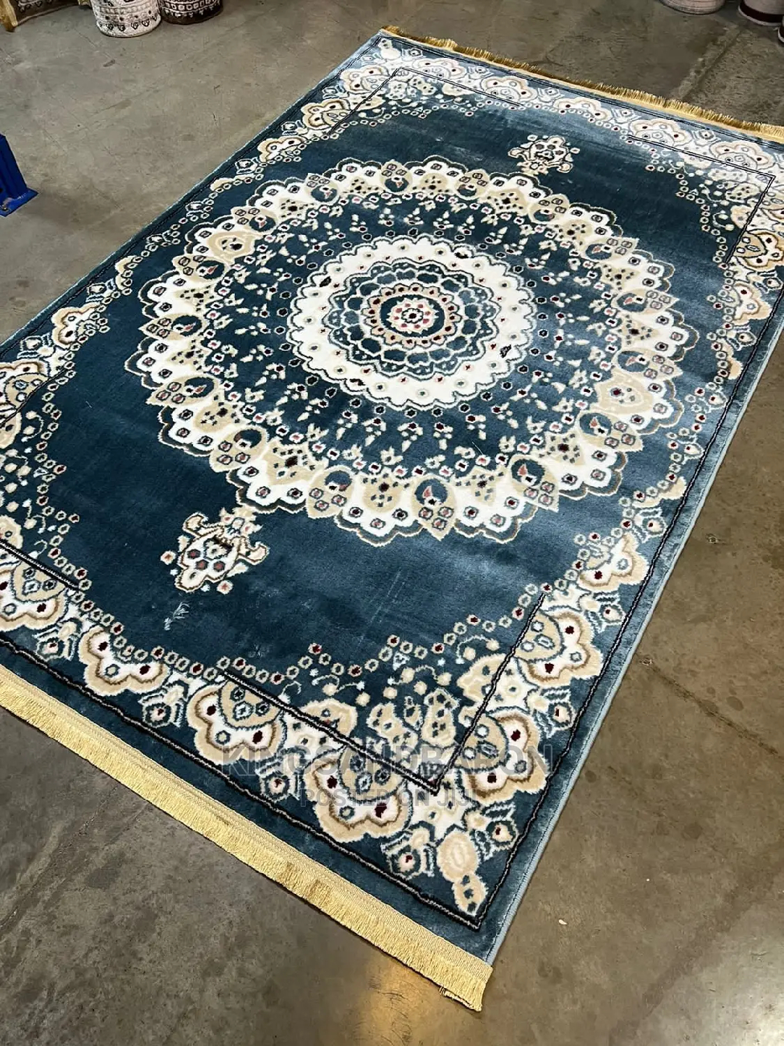 7*10fts Brown, White and Blue Turkey Rug