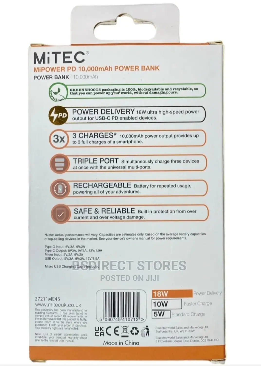 Mitec Mipower 10,000mah Power Bank, Fast Charge Multi- Ports