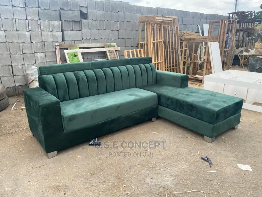 Green Lshape Velvet Sofa Chair