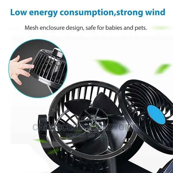 12V Car Dashboard Fan 360 Degree Rotatable High Speed