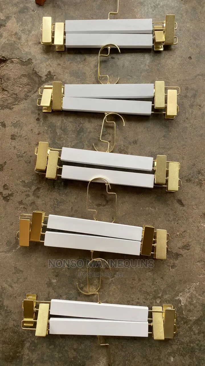 Wooden White Gold Luxury Clip Hangers