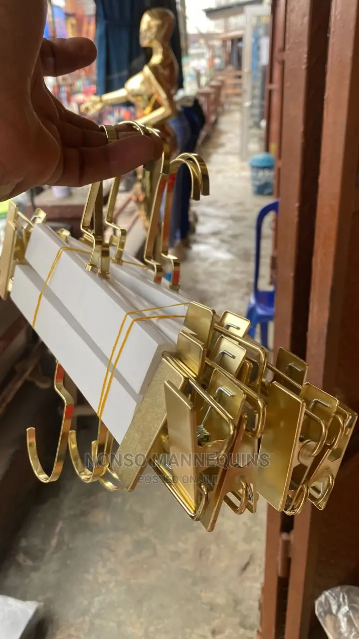 Wooden White Gold Luxury Clip Hangers