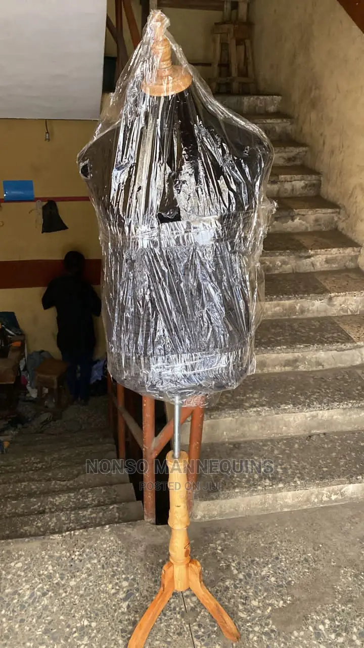 Male Dressform With Wooden Head Wooden Tripod Base