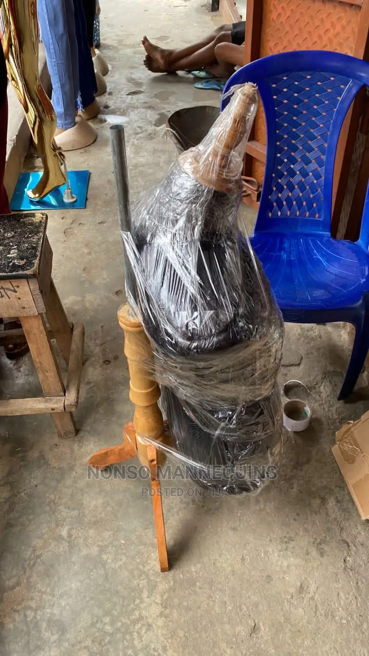Male Dressform With Wooden Head Wooden Tripod Base