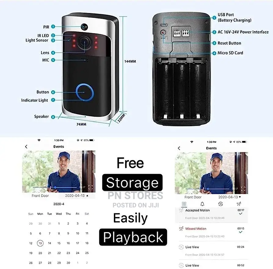 Smart Wifi Video Doorbell Phone Ring Security