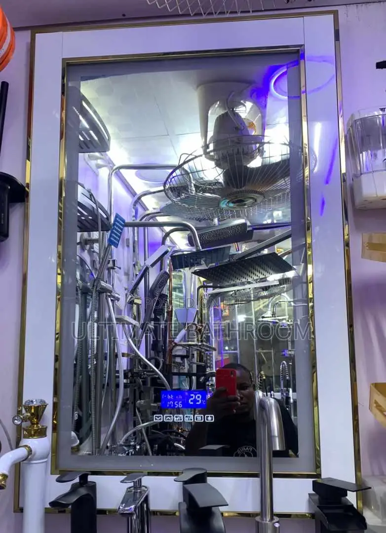 White and Gold Led Mirror