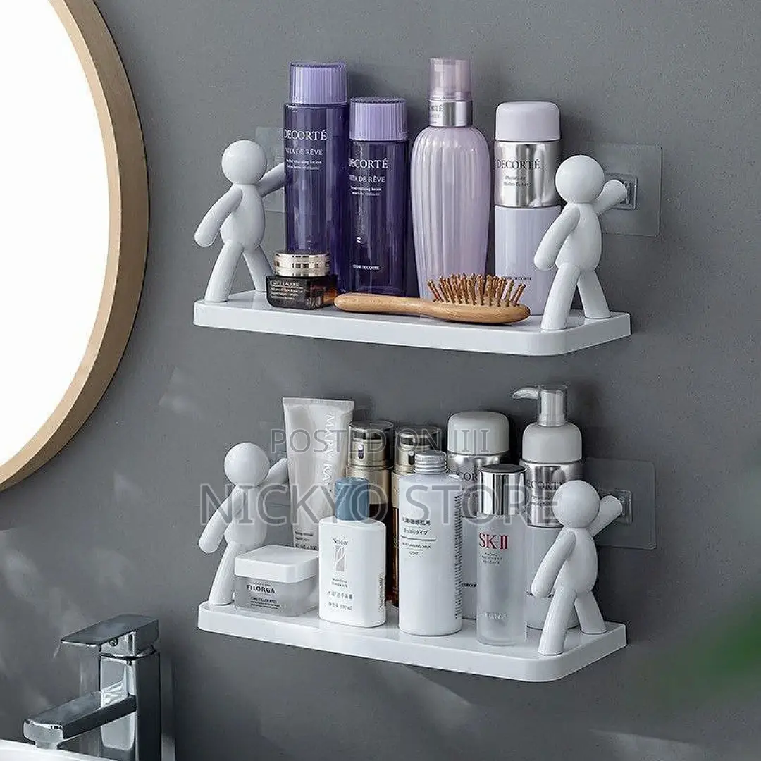 Wall Mounted Plastic Bathroom Shelf Kitchen Organizer
