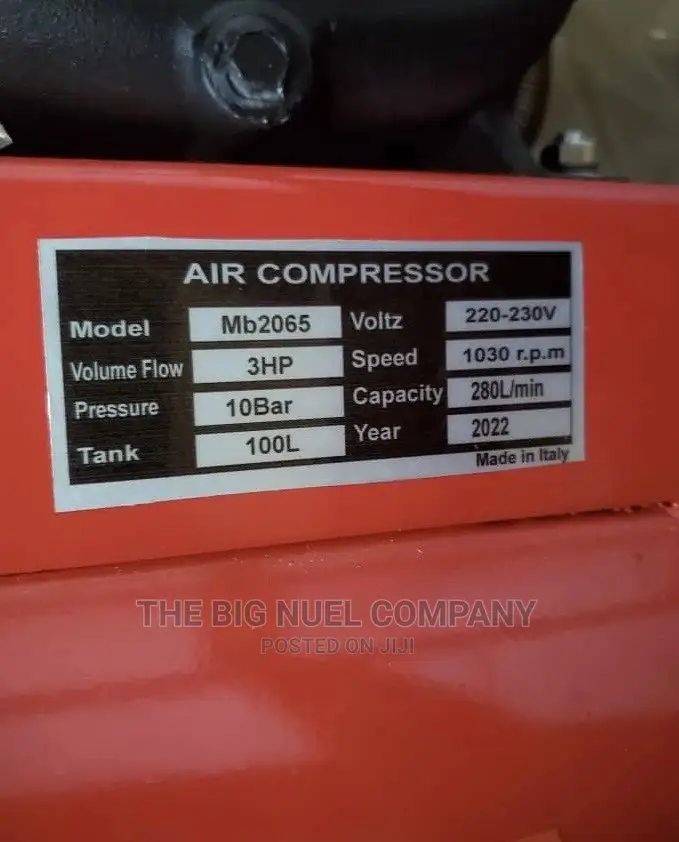 Air Compressor Machine 100l 10bar Italian