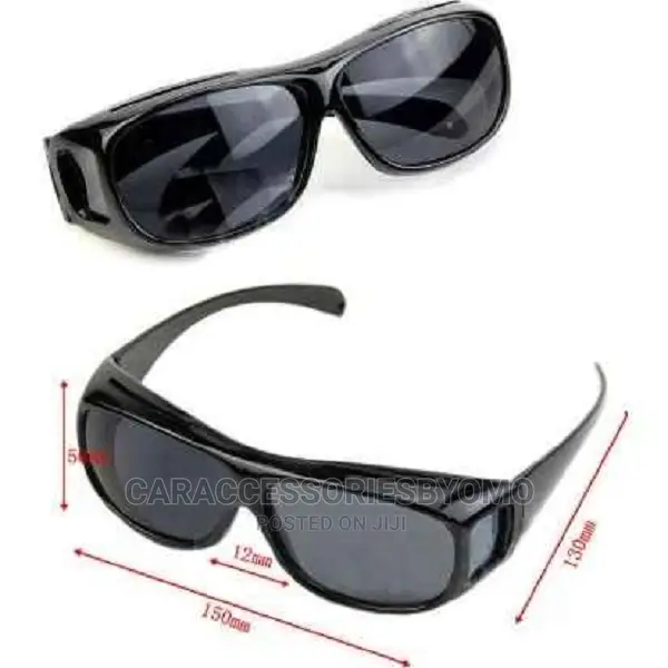 Hd Vision Wraparound Day And Night Driving Glasses - Black