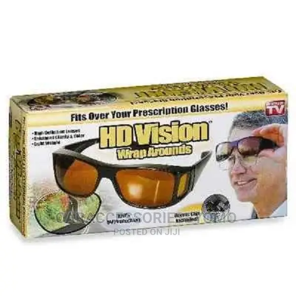 Hd Vision Wraparound Day And Night Driving Glasses - Black