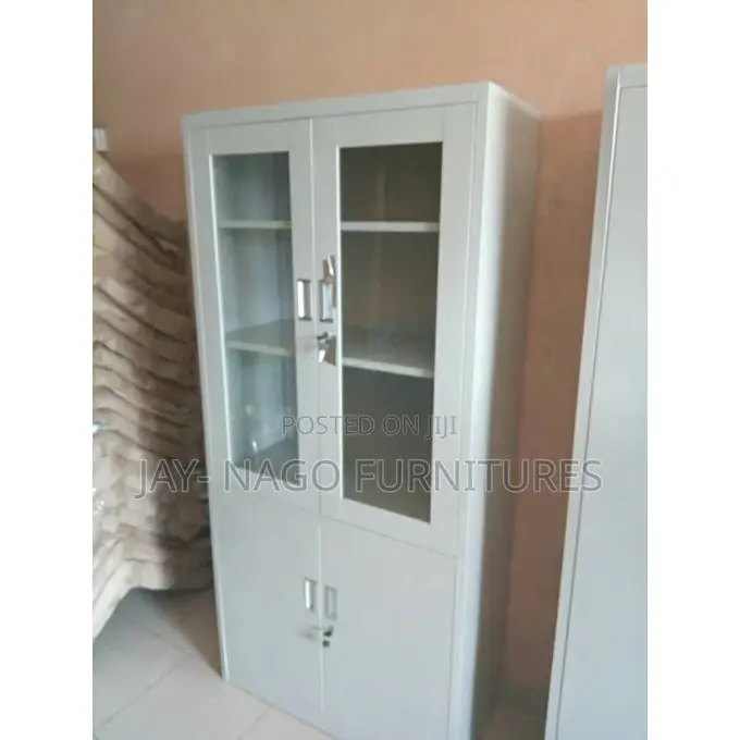New Modern Half Glass and Metal File Cabinet Bookshelf
