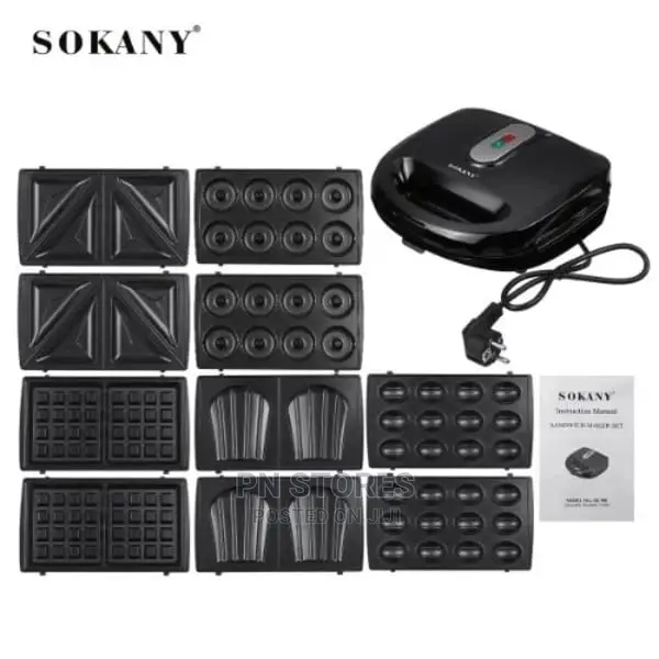 Sokany 6 in 1 Sandwich Maker + Grill + Toaster+Waffle Maker