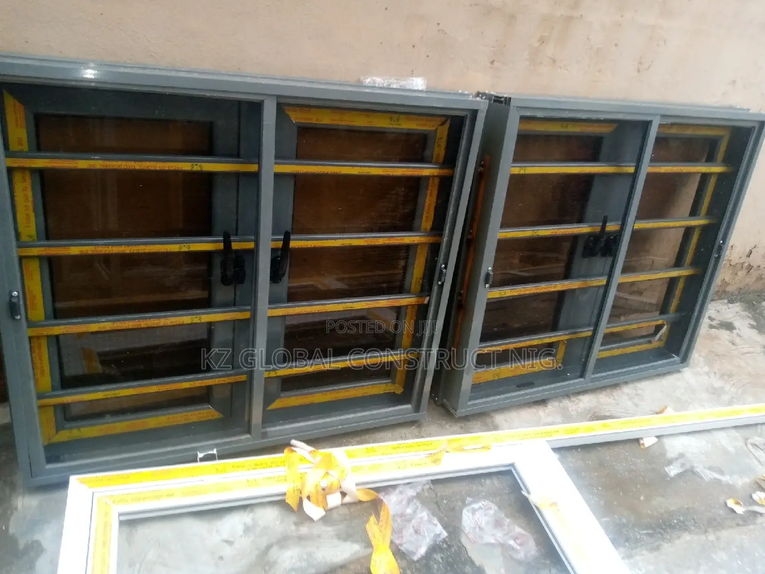 Grey Color Casement Window With Burglary and Net
