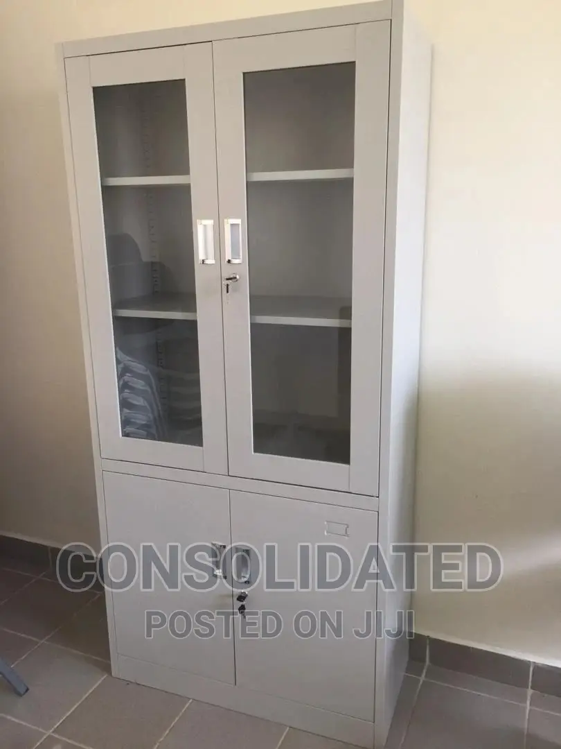 Quality Metal Bookshelf (Half Glass)
