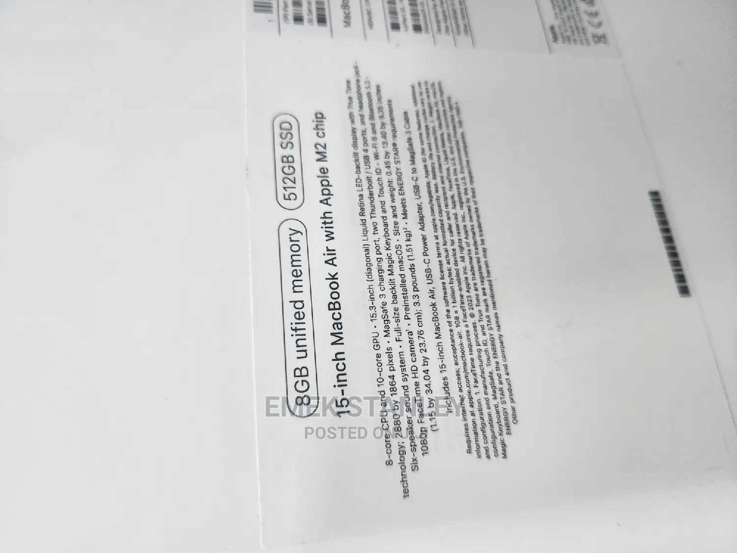 New Laptop Apple MacBook Air 8GB Apple M2 SSD 512GB