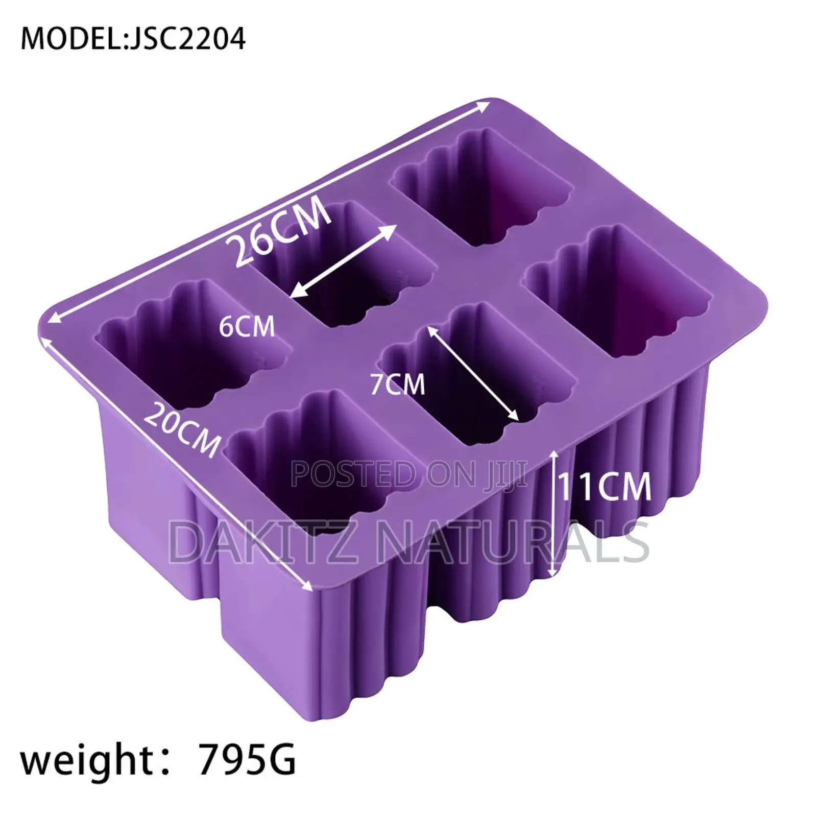 Large 6 Cavity Rectangular Silicone Soap Mold