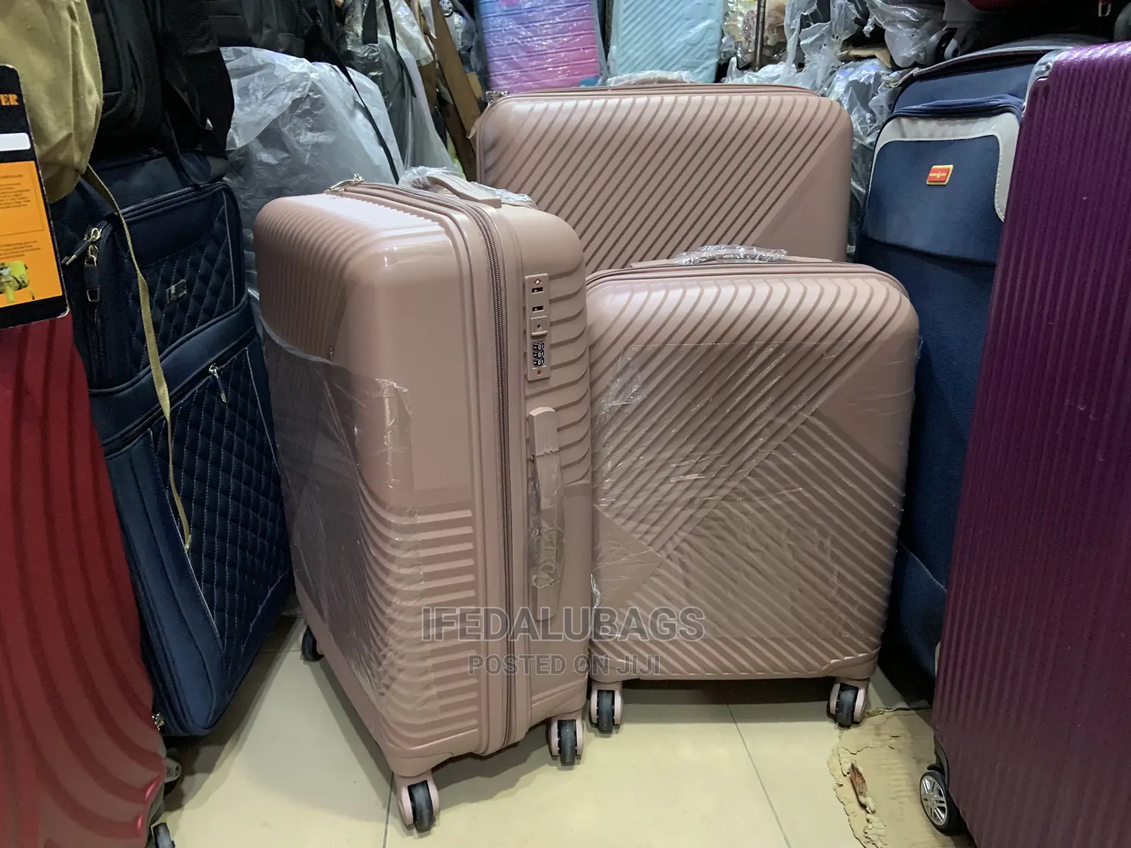 Set of Nude Rubber Unbreakable Plastic Traveling Luggage