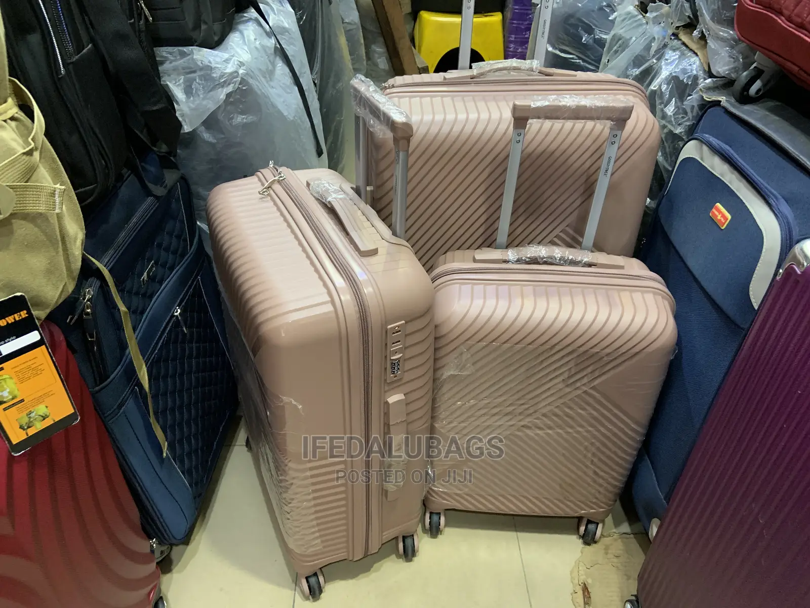 Set of Nude Rubber Unbreakable Plastic Traveling Luggage