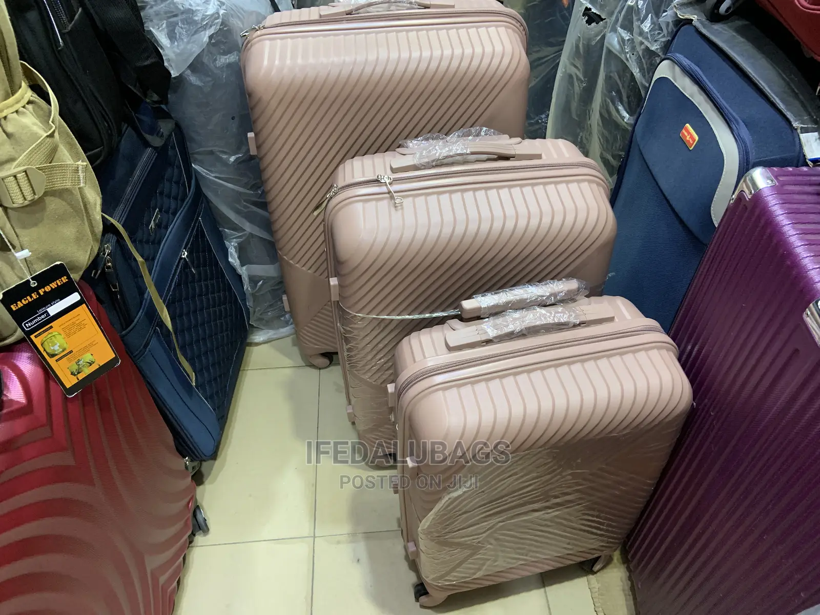 Set of Nude Rubber Unbreakable Plastic Traveling Luggage