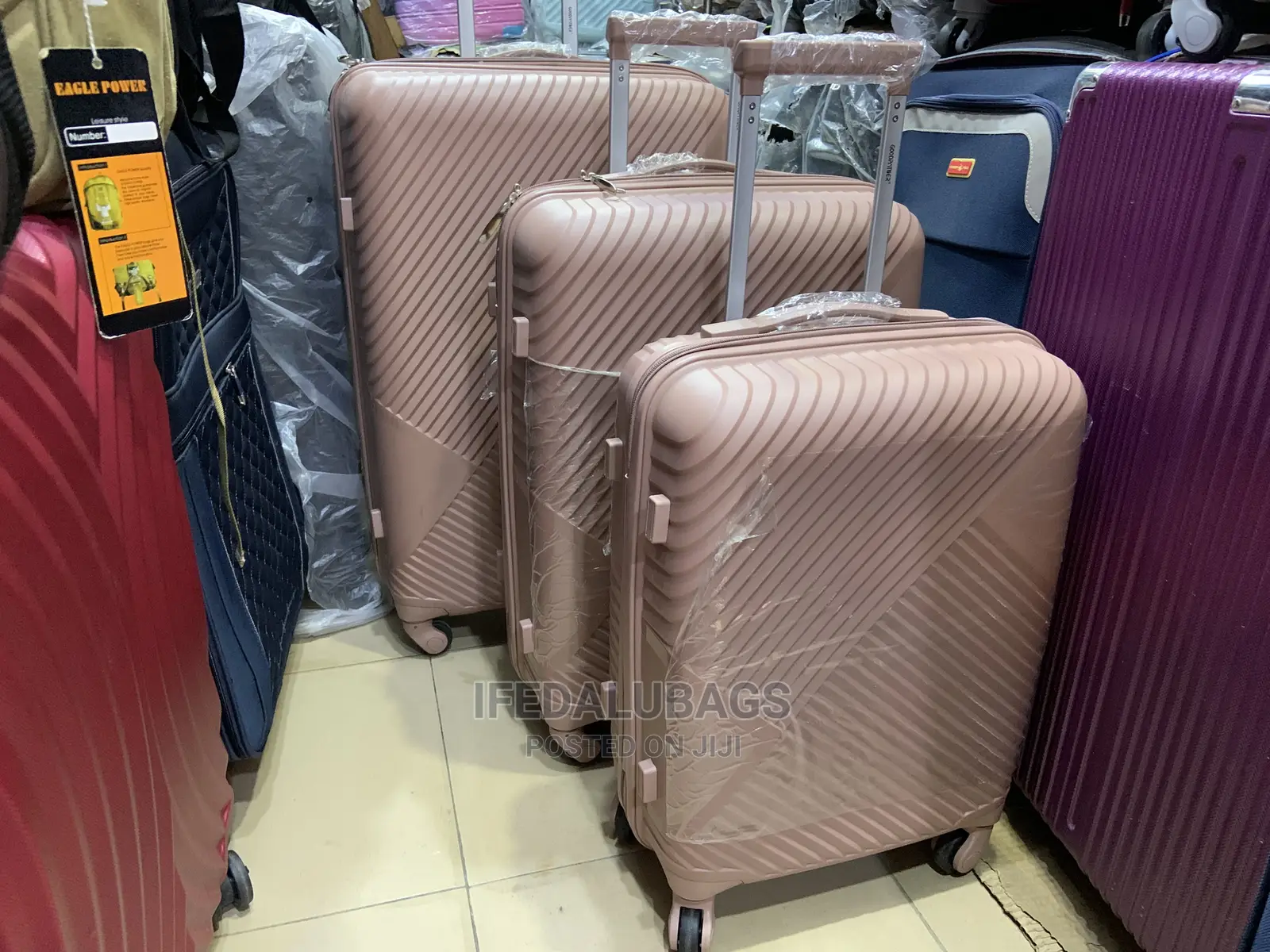 Set of Nude Rubber Unbreakable Plastic Traveling Luggage