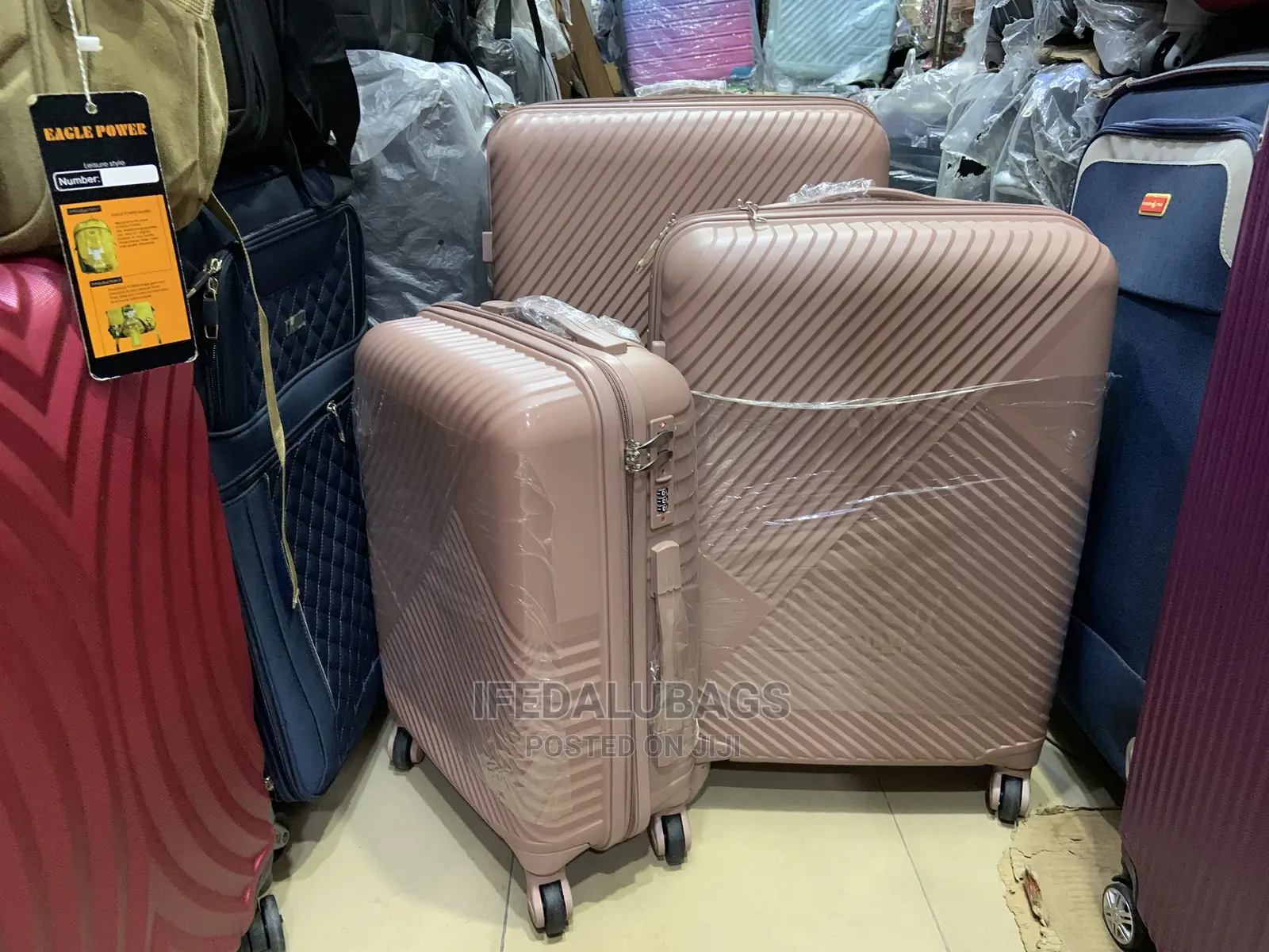 Set of Nude Rubber Unbreakable Plastic Traveling Luggage