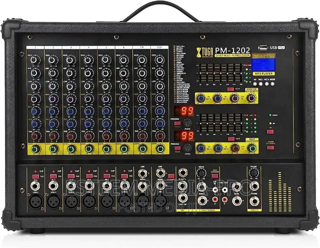 Tuga Pm1202 900-Watt 10 Channel Stage Power Mixer