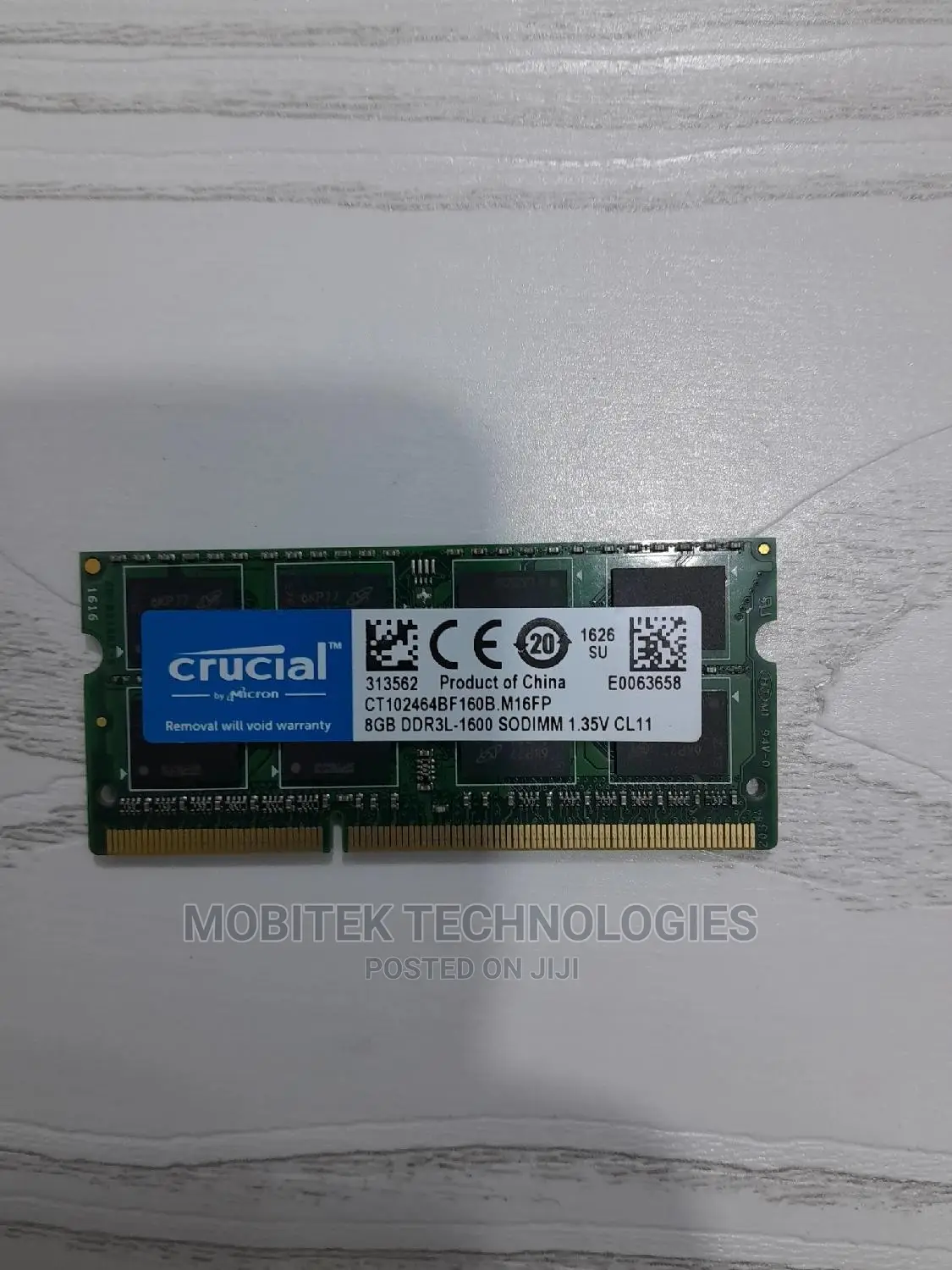 Crucial 8gb Ddr3l-1600 Sodimm Laptop Ram