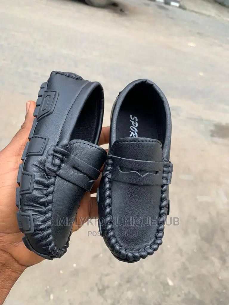 Kids Boys Children Loafers - Black Shoe