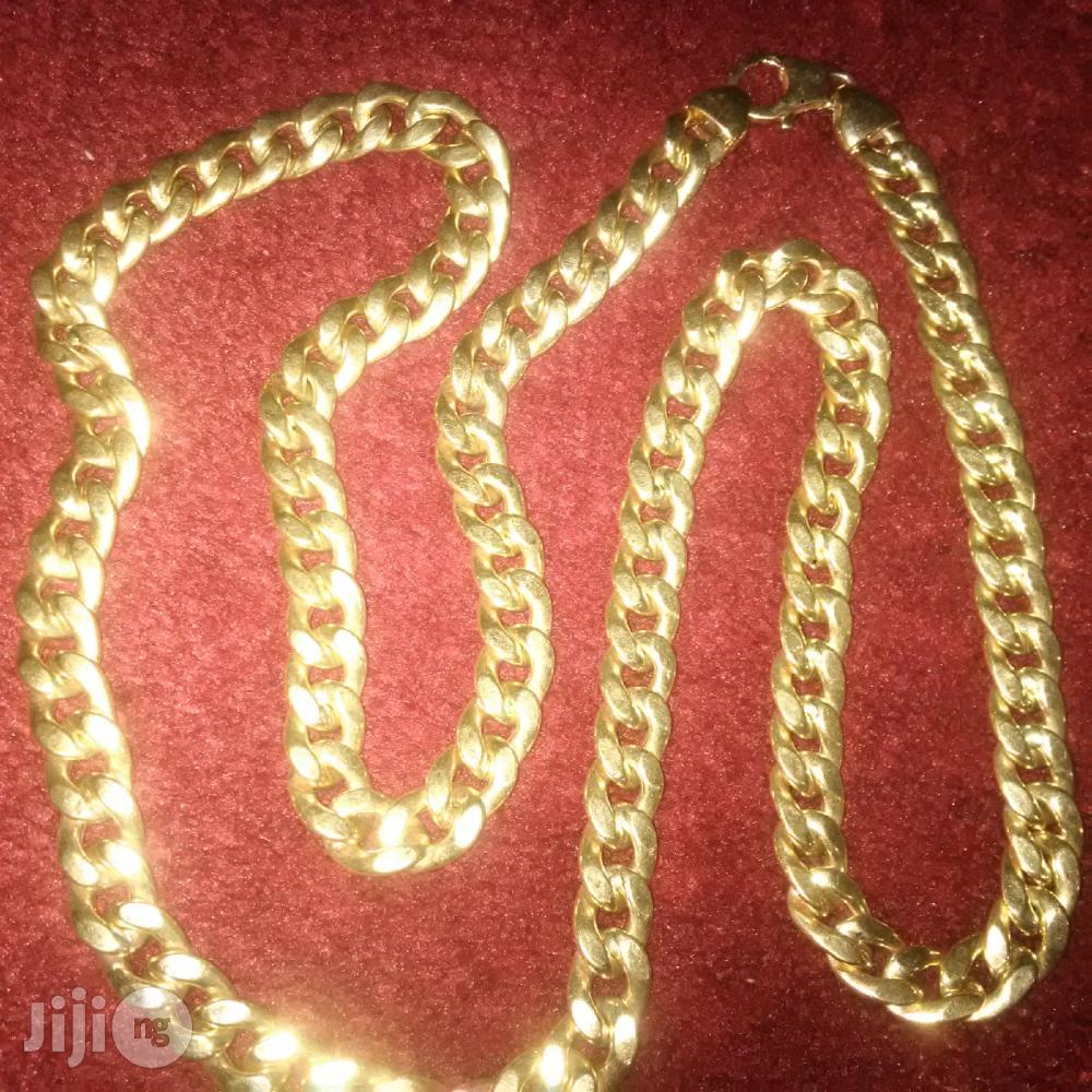 Pure Italy 750 Real 18krt Gold Necklace Cuban Thick Design Long Length