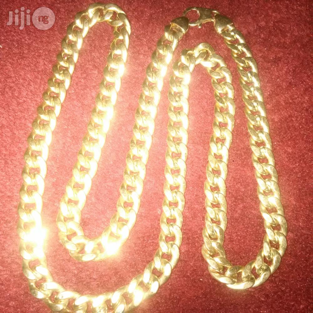 Pure Italy 750 Real 18krt Gold Necklace Cuban Thick Design Long Length