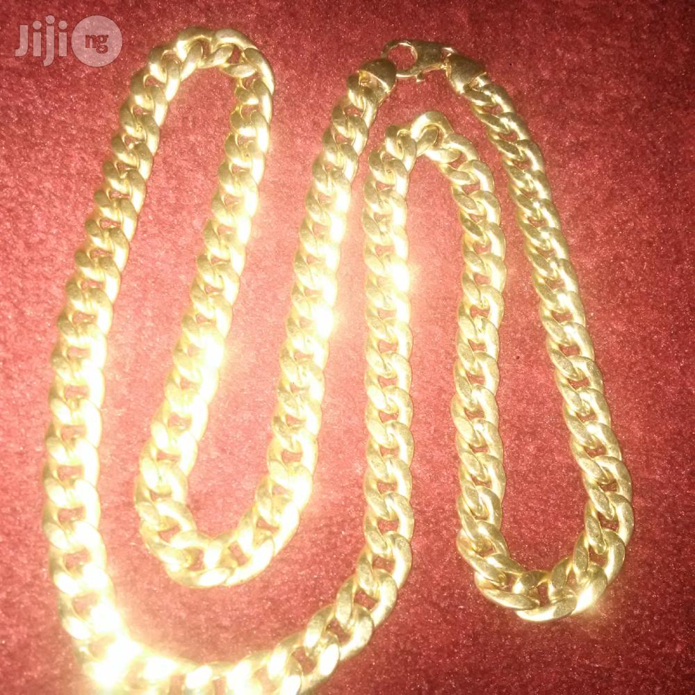 Pure Italy 750 Real 18krt Gold Necklace Cuban Thick Design Long Length