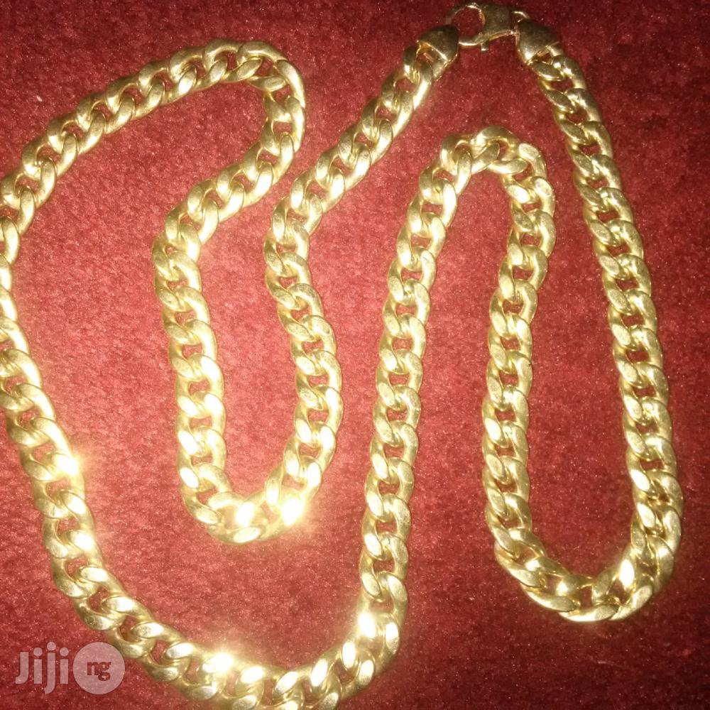 Pure Italy 750 Real 18krt Gold Necklace Cuban Thick Design Long Length