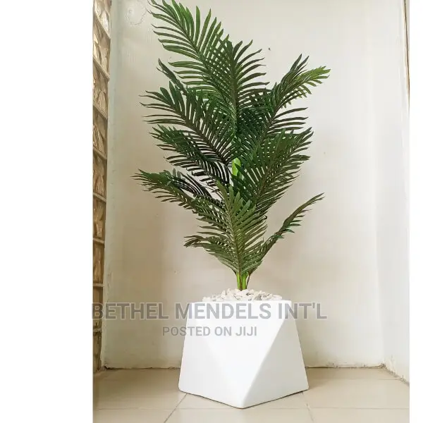 Sales Of Galaxy Fiberglass Vase Potted With Fake Palm Plant