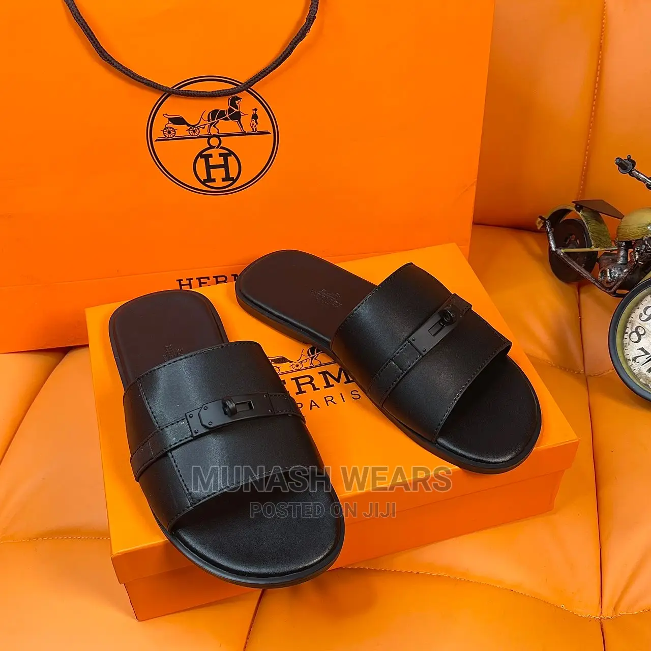 Original Hermes Leather Slipers