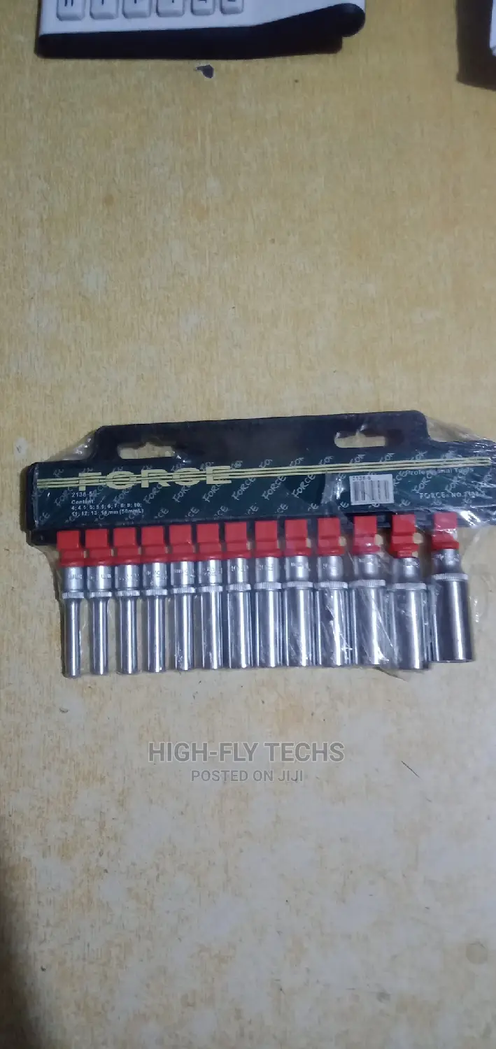 Force 2138-5 1/4 6-Point Deep Socket Set