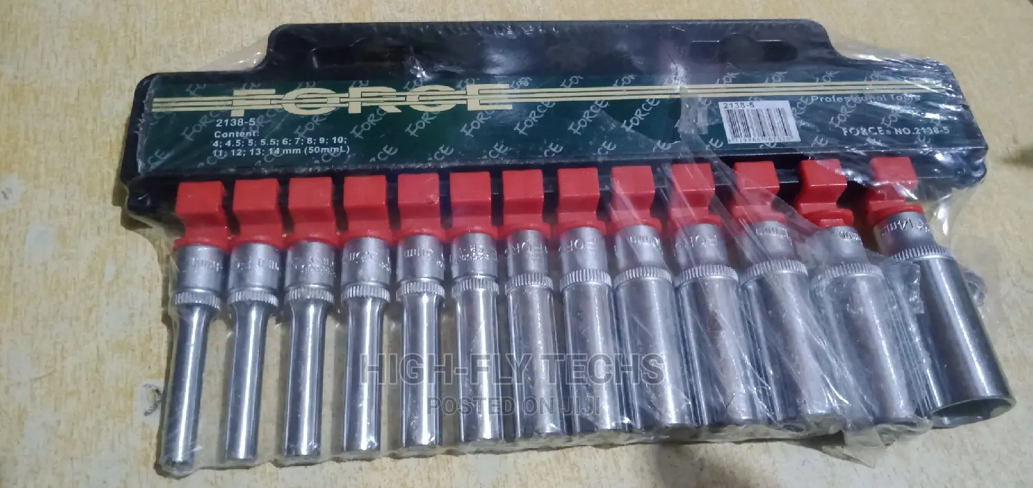 Force 2138-5 1/4 6-Point Deep Socket Set