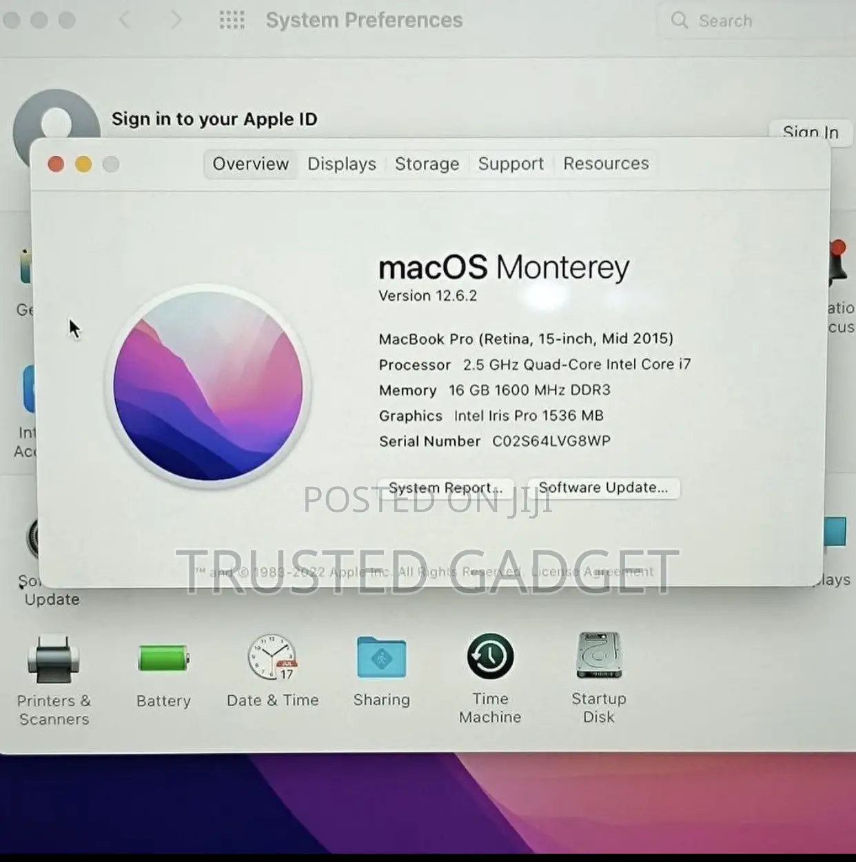 Laptop Apple MacBook Pro 2015 16GB Intel SSD 500GB