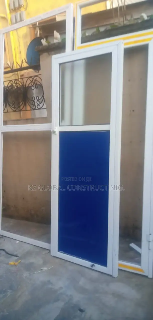 Aluminum Profile Toilet Hinge Door With Obscure Glass