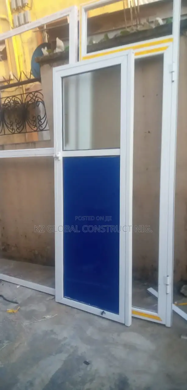 Aluminum Profile Toilet Hinge Door With Obscure Glass