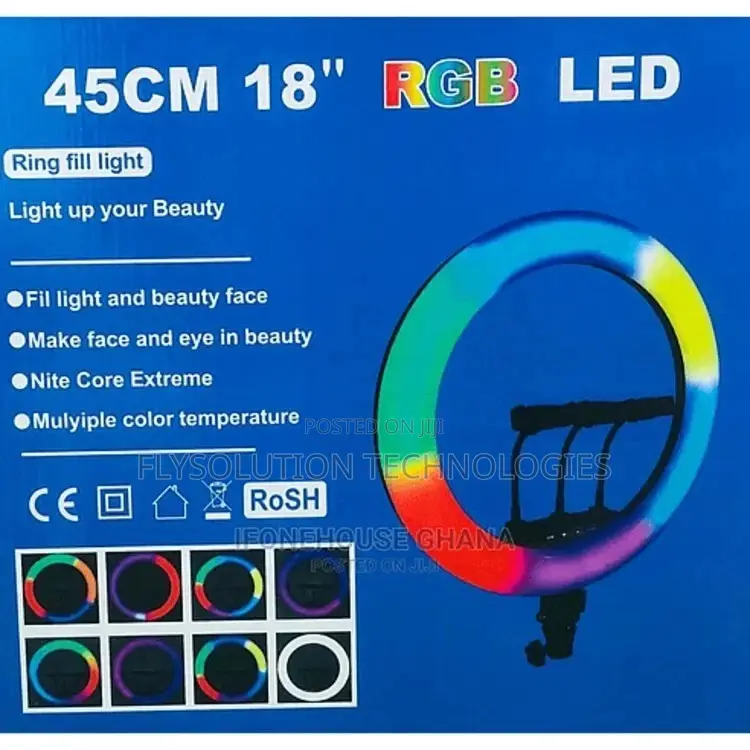 18inch RGB Selfie Ringlight + Stand for Live Videos, Tiktoks
