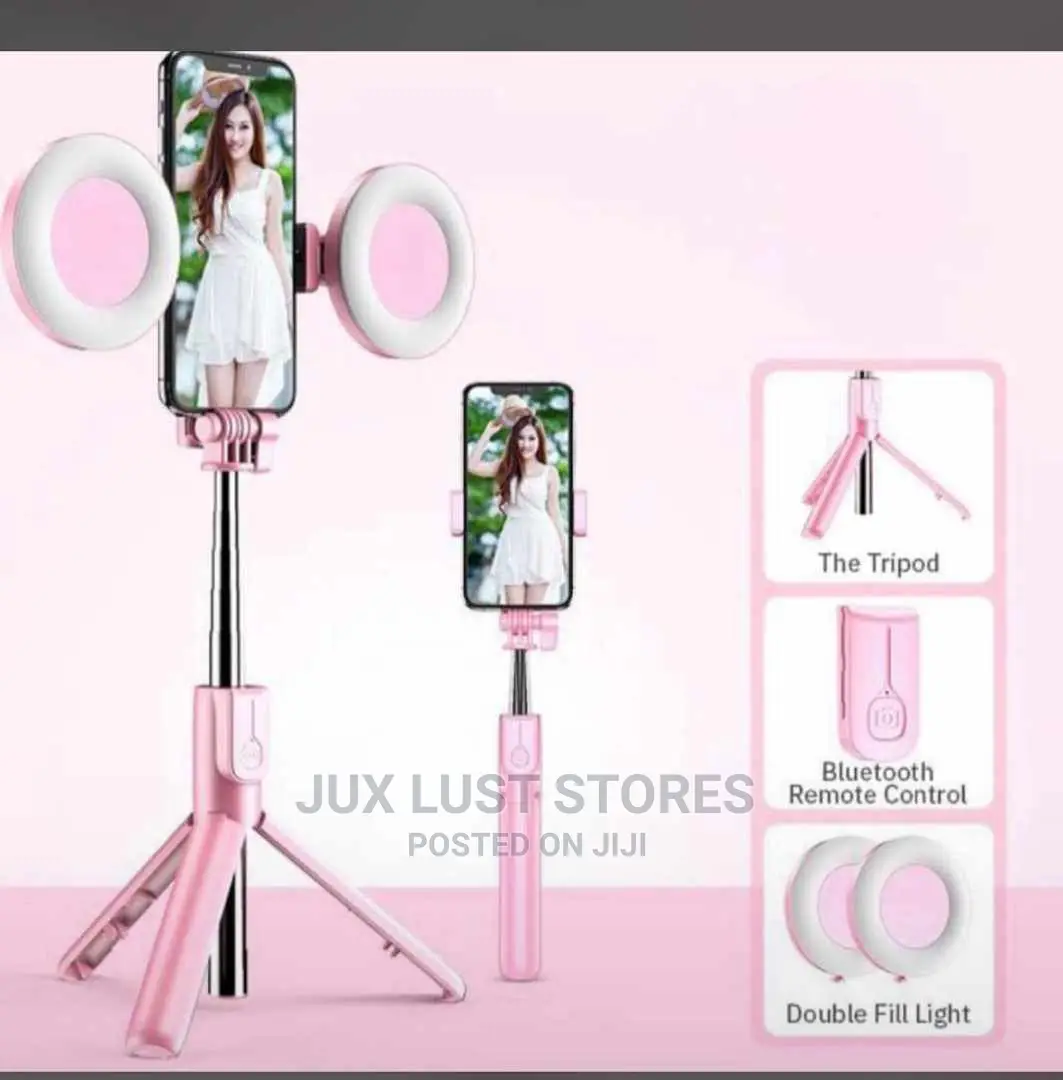 Long Selfie Stick With Bluetooth Shutter and Double Ledlight