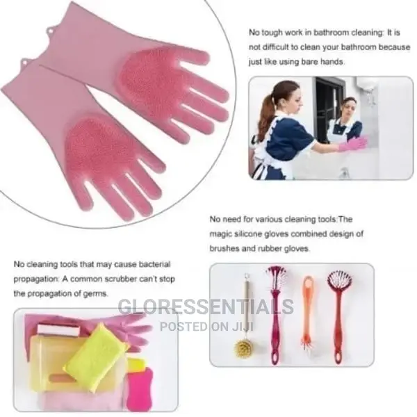 Reusable Dishwashing Gloves With Wash Scrubber