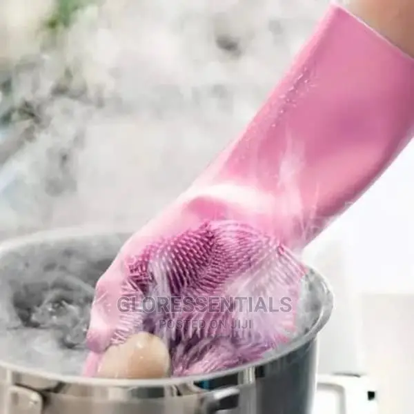 Reusable Dishwashing Gloves With Wash Scrubber