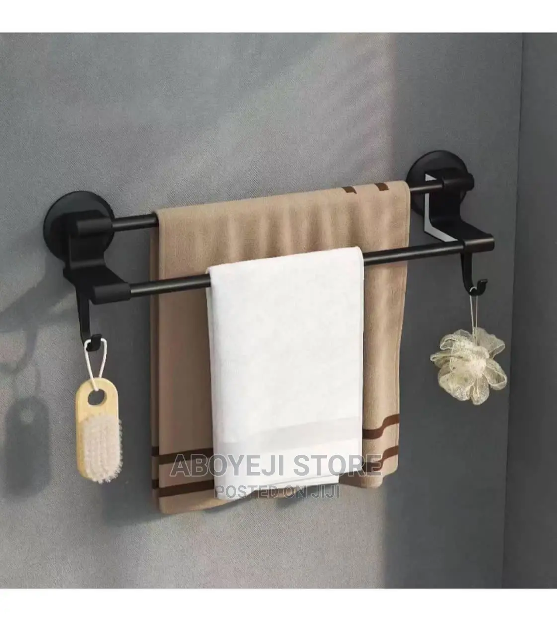 Towel Rail Black Stainless Steel Double (Size: 50 Cm)
