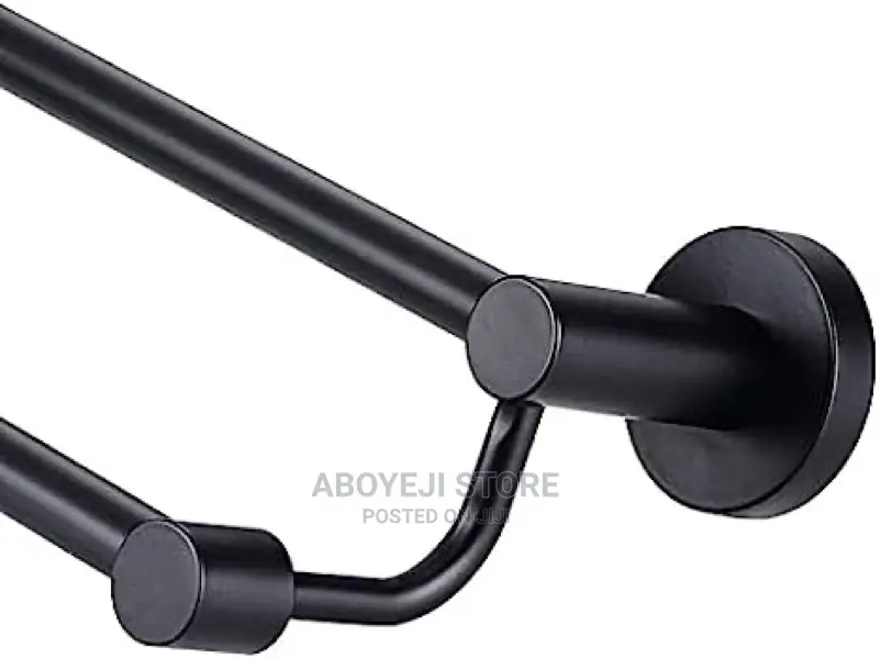 Towel Rail Black Stainless Steel Double (Size: 50 Cm)