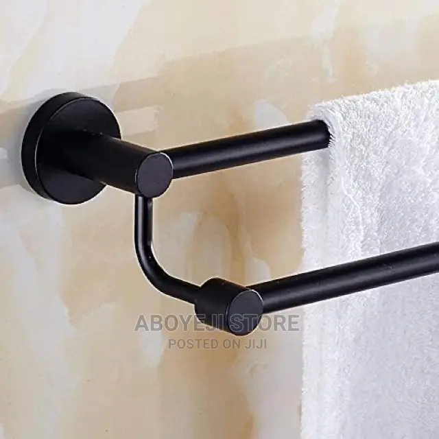 Towel Rail Black Stainless Steel Double (Size: 50 Cm)