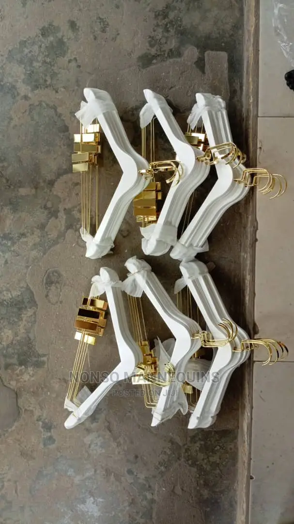 White and Gold Luxury Hangers With Clips