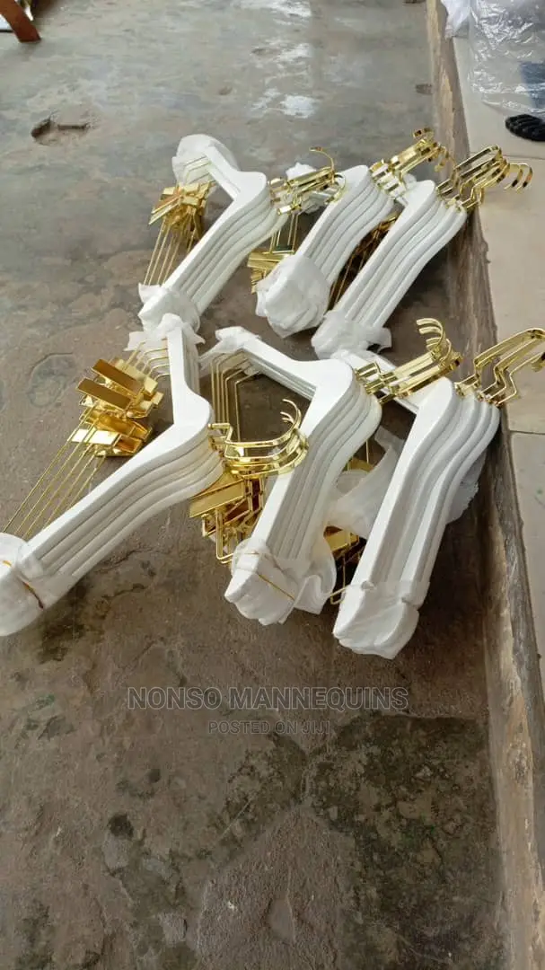 White and Gold Luxury Hangers With Clips