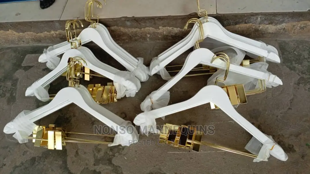 White and Gold Luxury Hangers With Clips